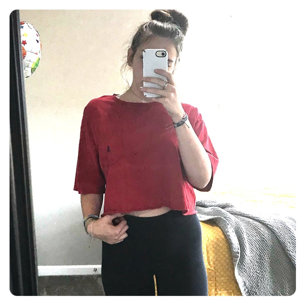 red polo crop top